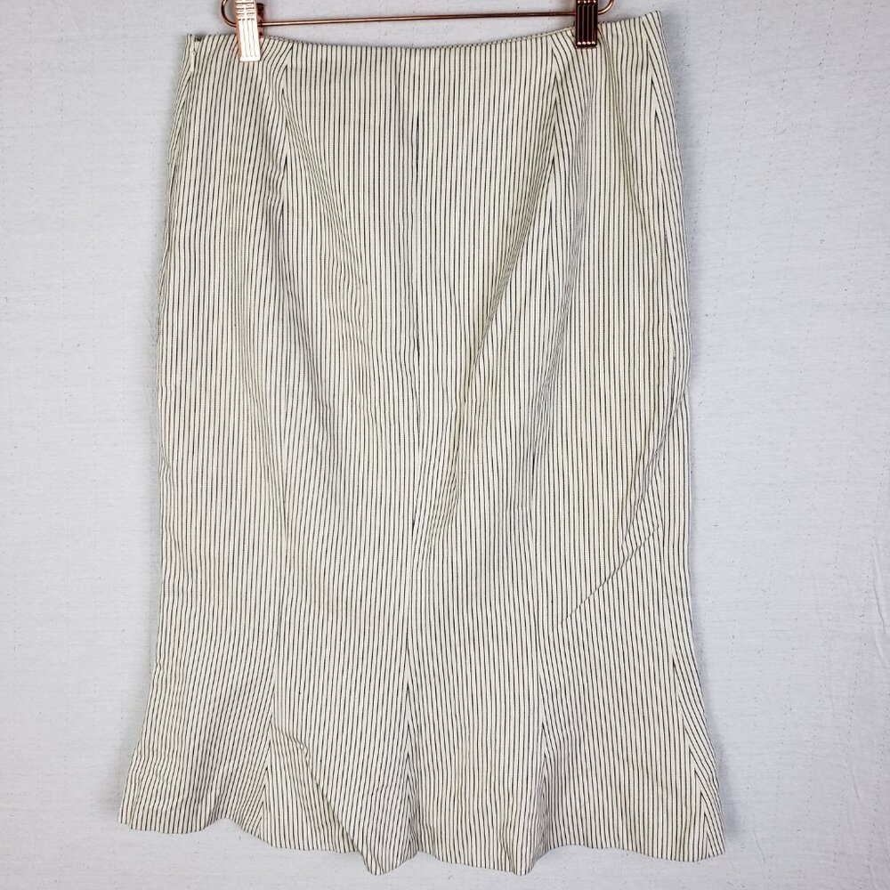 Lauren Ralph Lauren Pinstripe Skirt Flounce Pencil Mermaid Cotton Linen size 4 - Picture 6 of 9